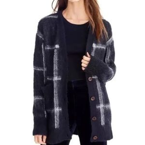 J Crew plaid wool/mohair blend cardigan sweater